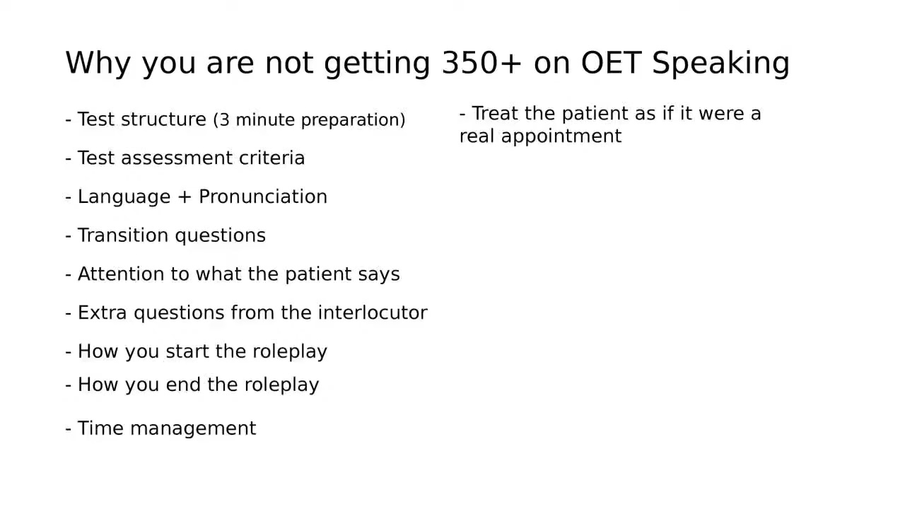 Why You are Not Getting 350+ on OET Speaking
