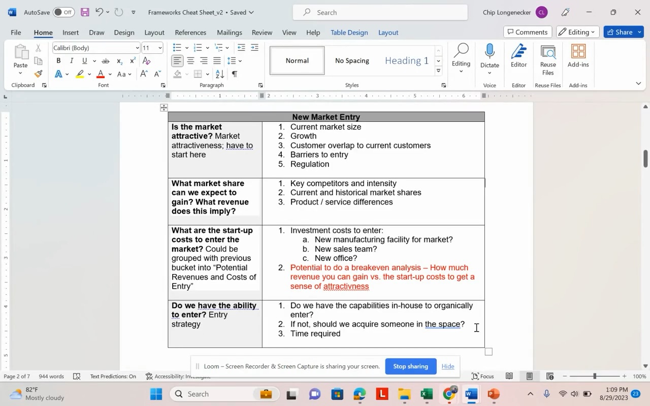 Framework Example for a New Market Entry Case