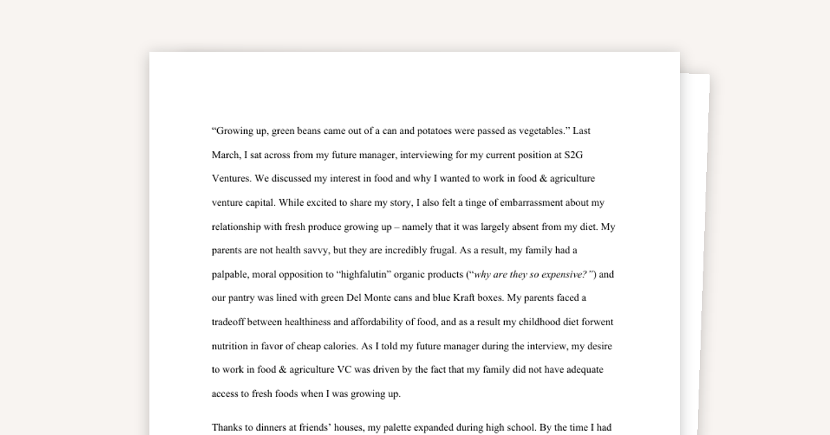 HBS Personal Statement Example: Crafting a Story of You