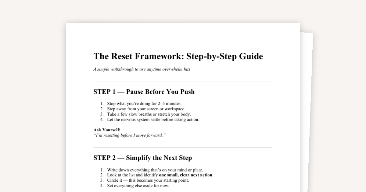 5 Step Reset Framework