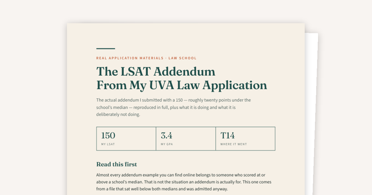 The 150 LSAT Addendum That Got Me Into UVA Law