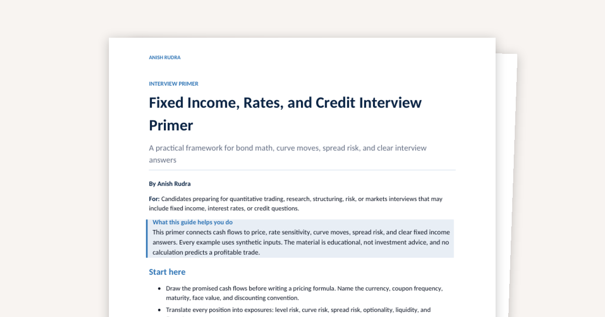 Fixed Income, Rates, and Credit Interview Primer