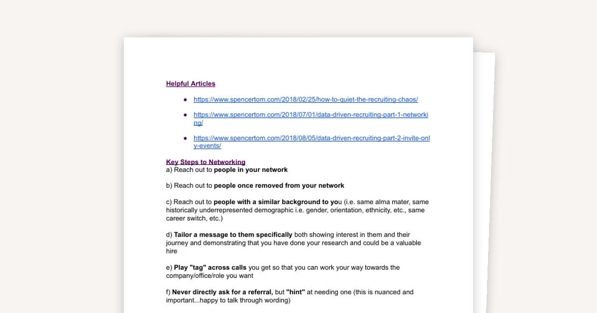 Networking: Key Steps & Sample Messages