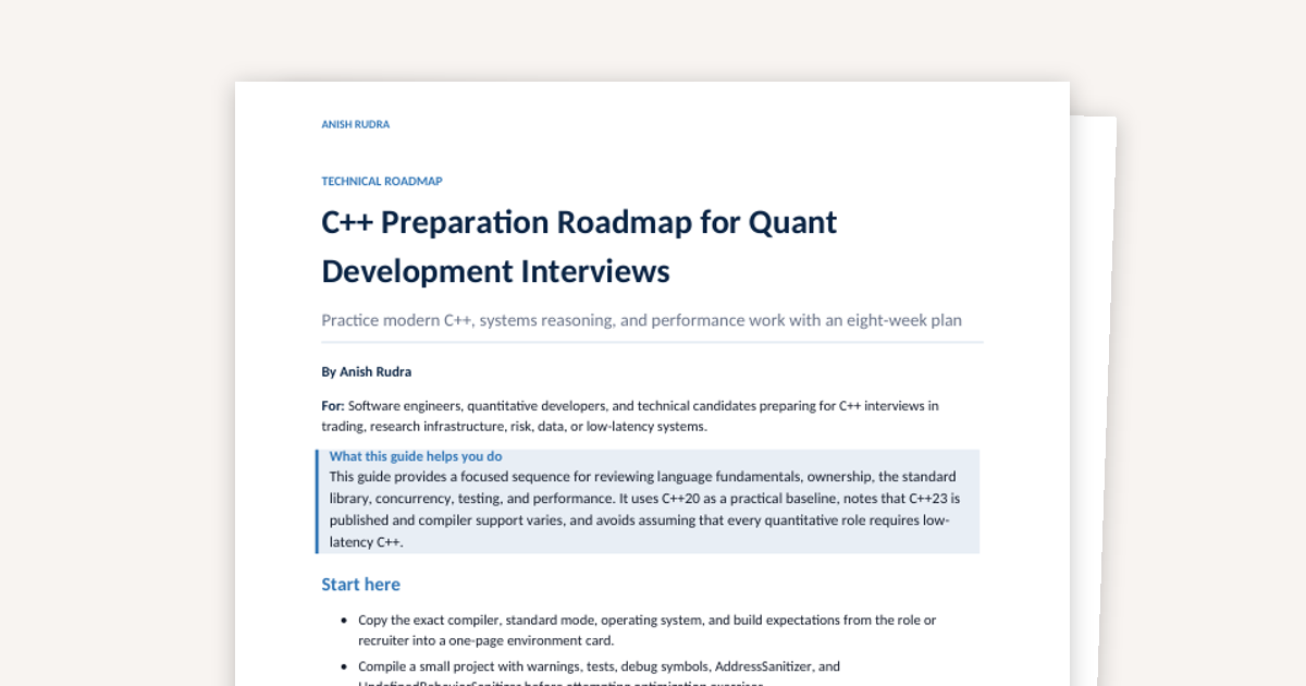 C++ Preparation Roadmap for Quant Development Interviews