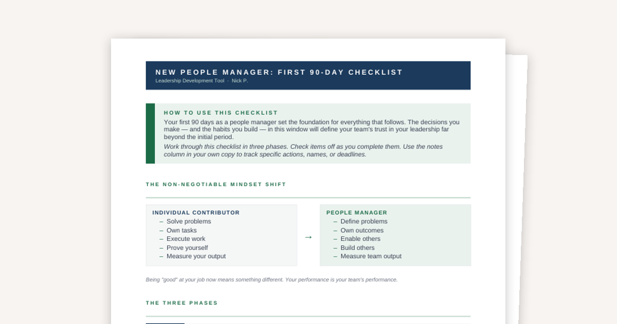 New People Manager: First 90-Day Checklist