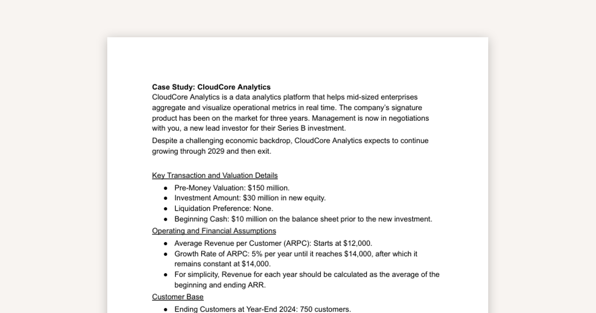 CloudCore Series C Case Instructions