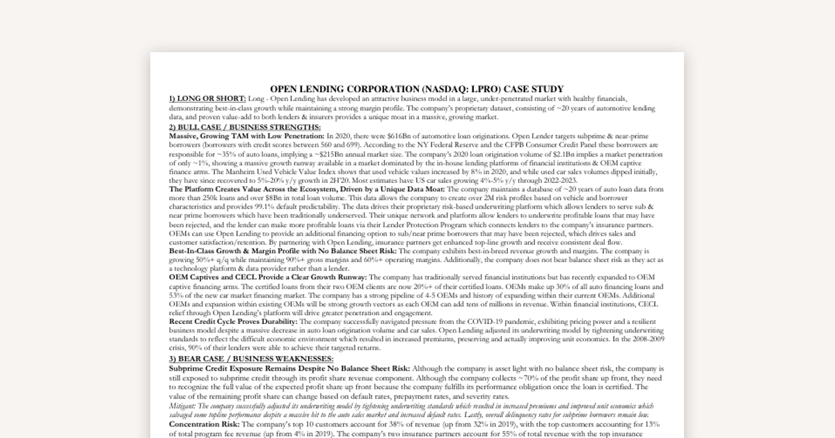 LPRO Case Study: An Investment Thesis