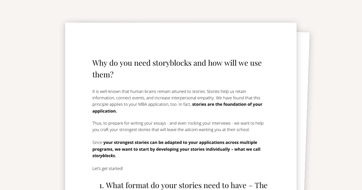 Developing Your Best MBA Stories
