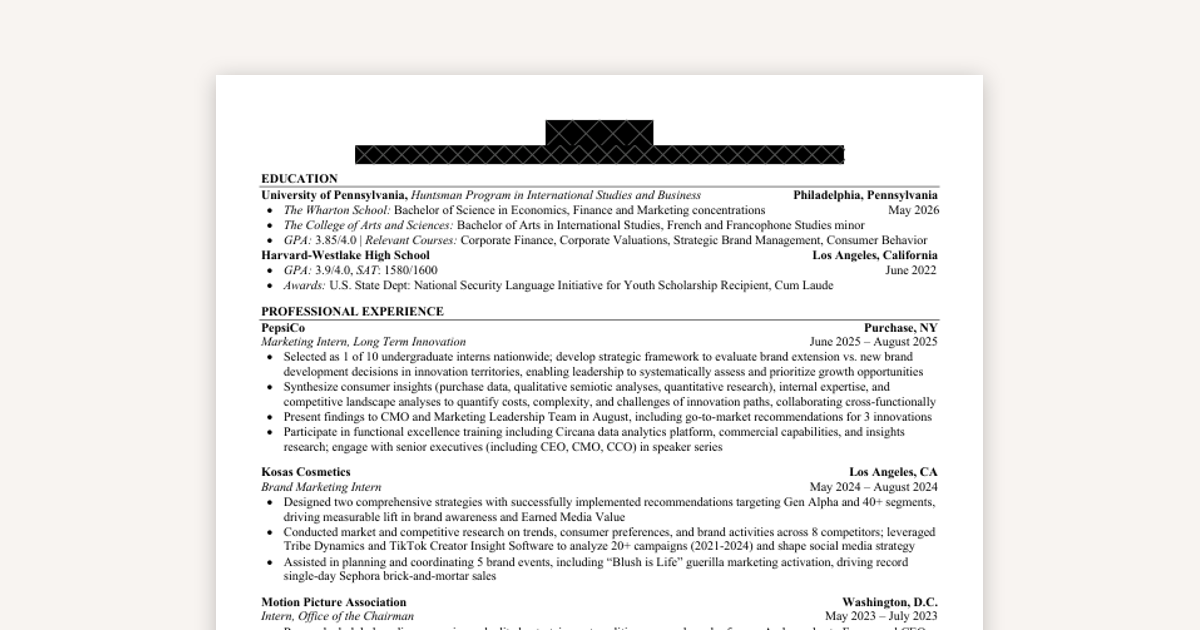 McKinsey, Bain, BCG Resume 2026 (NYC)