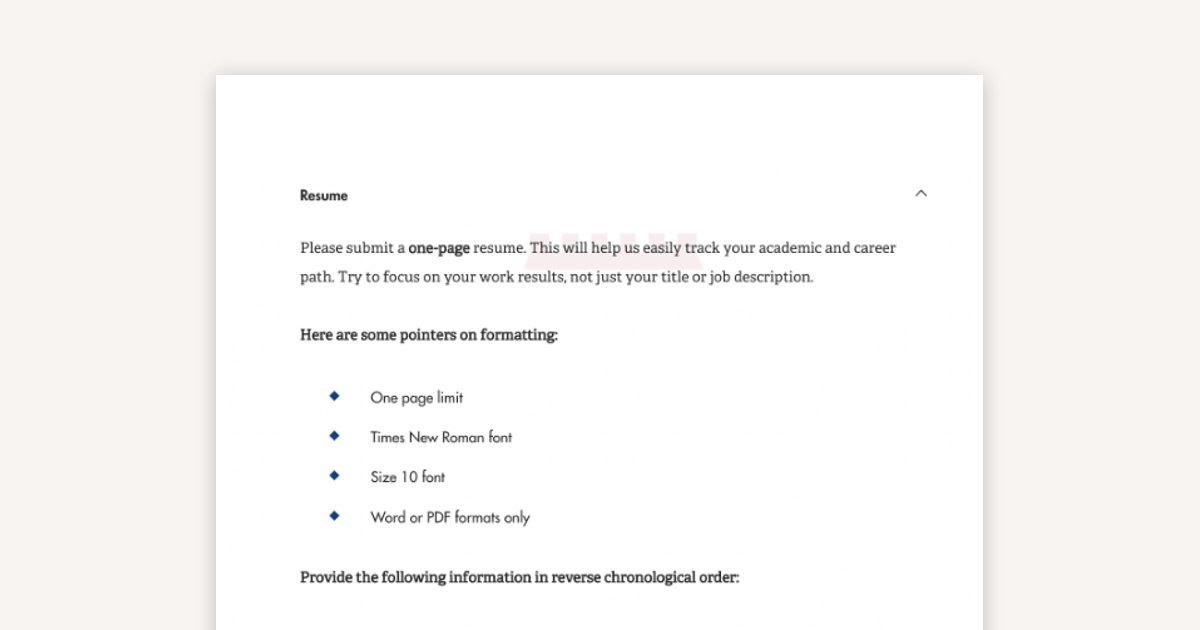 MIT Sloan MBA Résumé Requirements