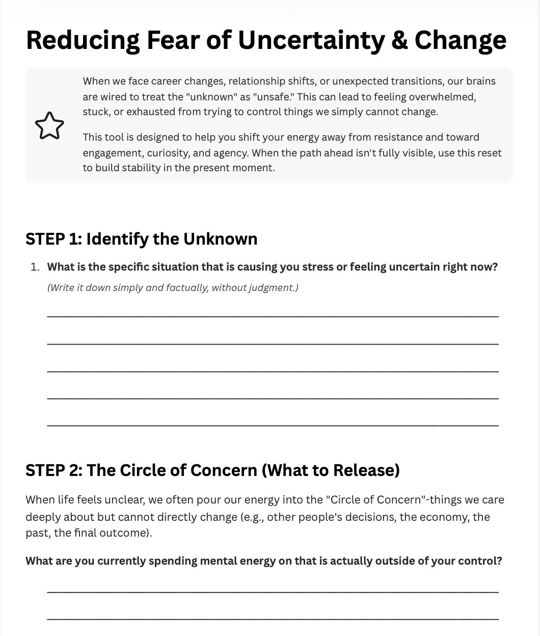 Reducing Fear of Uncertainty & Change
