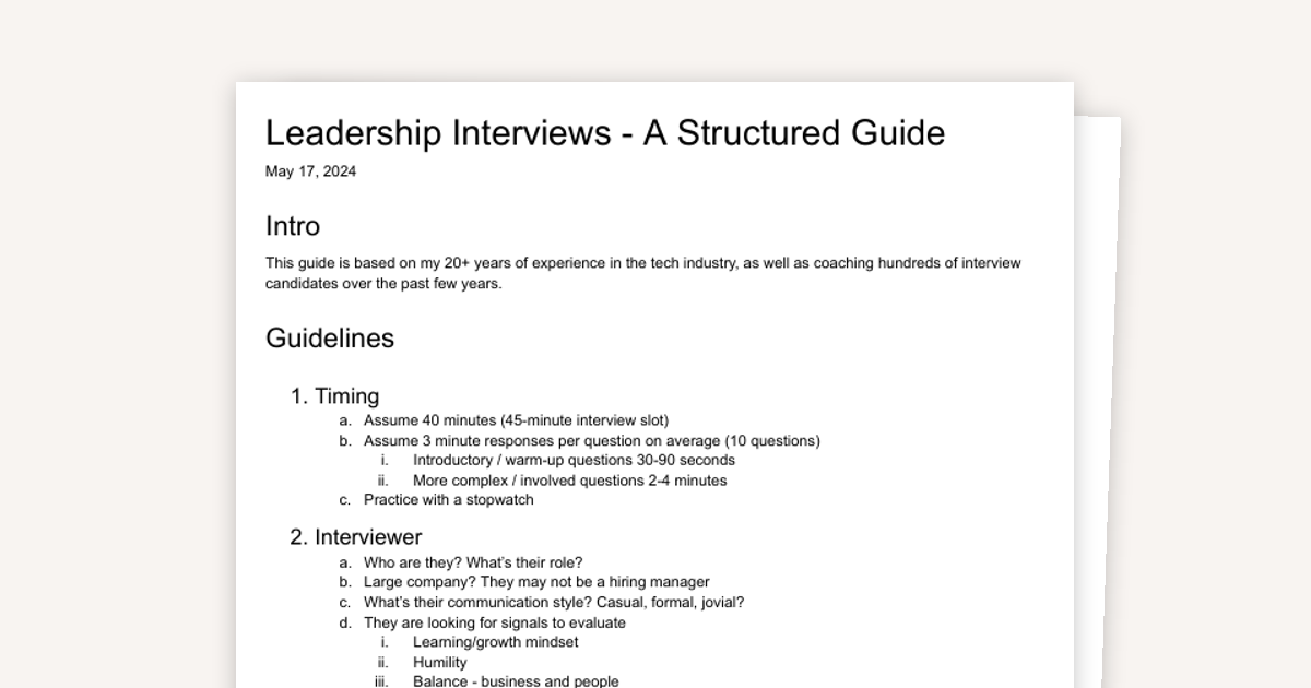 How to Ace Your Tech Leadership Interview