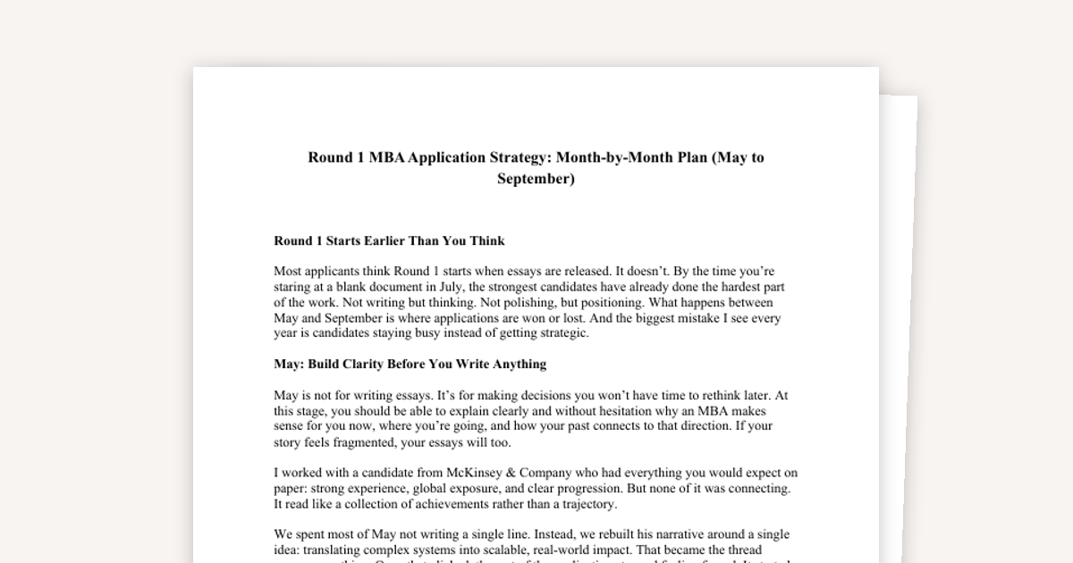 Round 1 MBA Application Strategy: Month-by-Month Plan