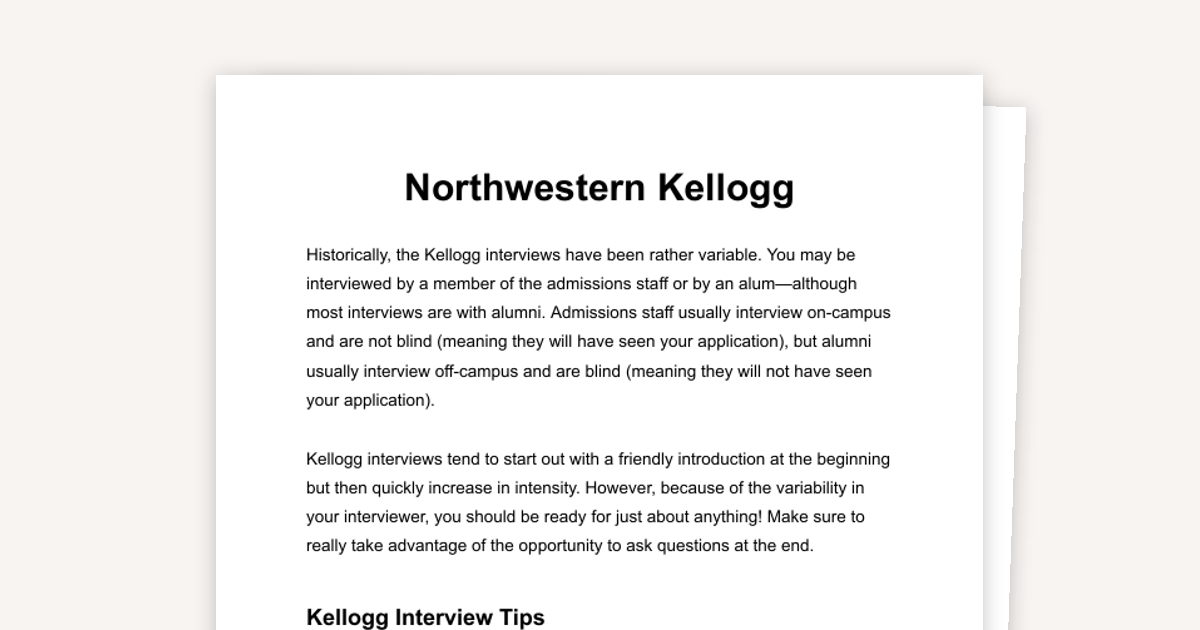 Kellogg Interview Tips