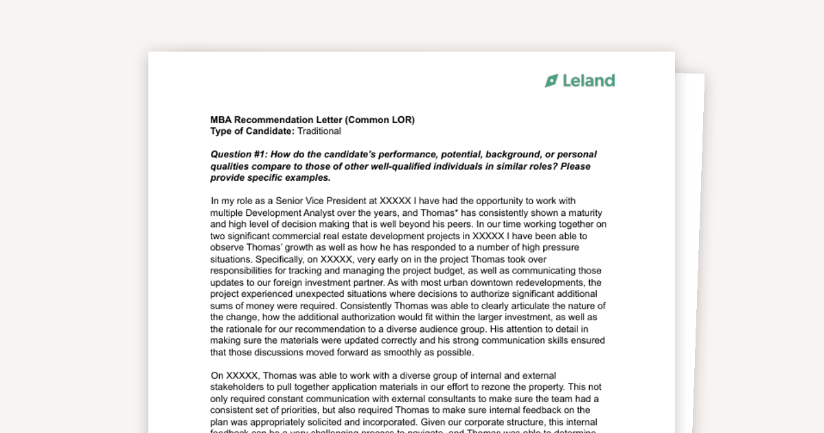 Letter of Rec Example - M7 Admit