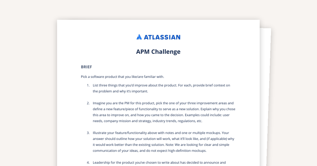 Example of an Atlassian APM Challenge