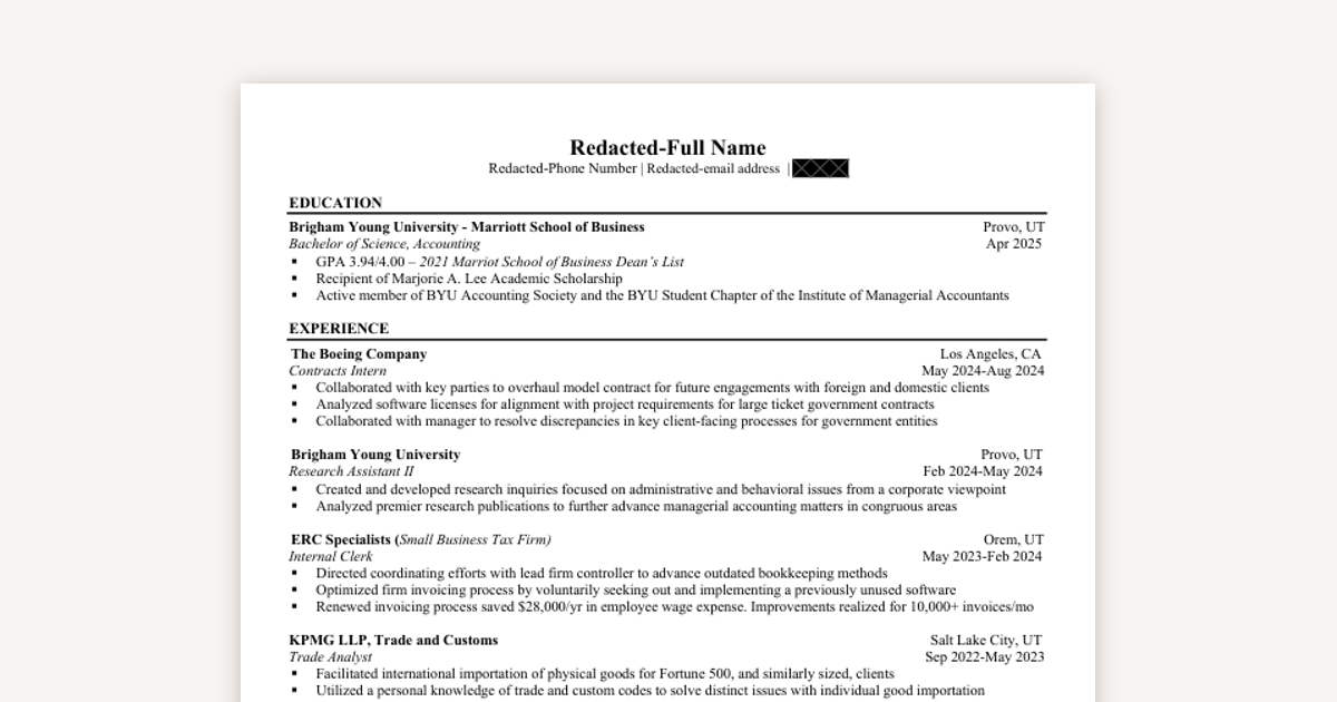 The Accepted Resume: UChicago Law