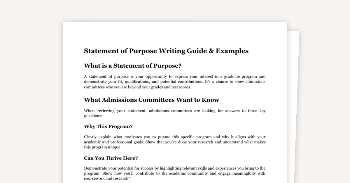 Statement of Purpose Writing Guide & Examples