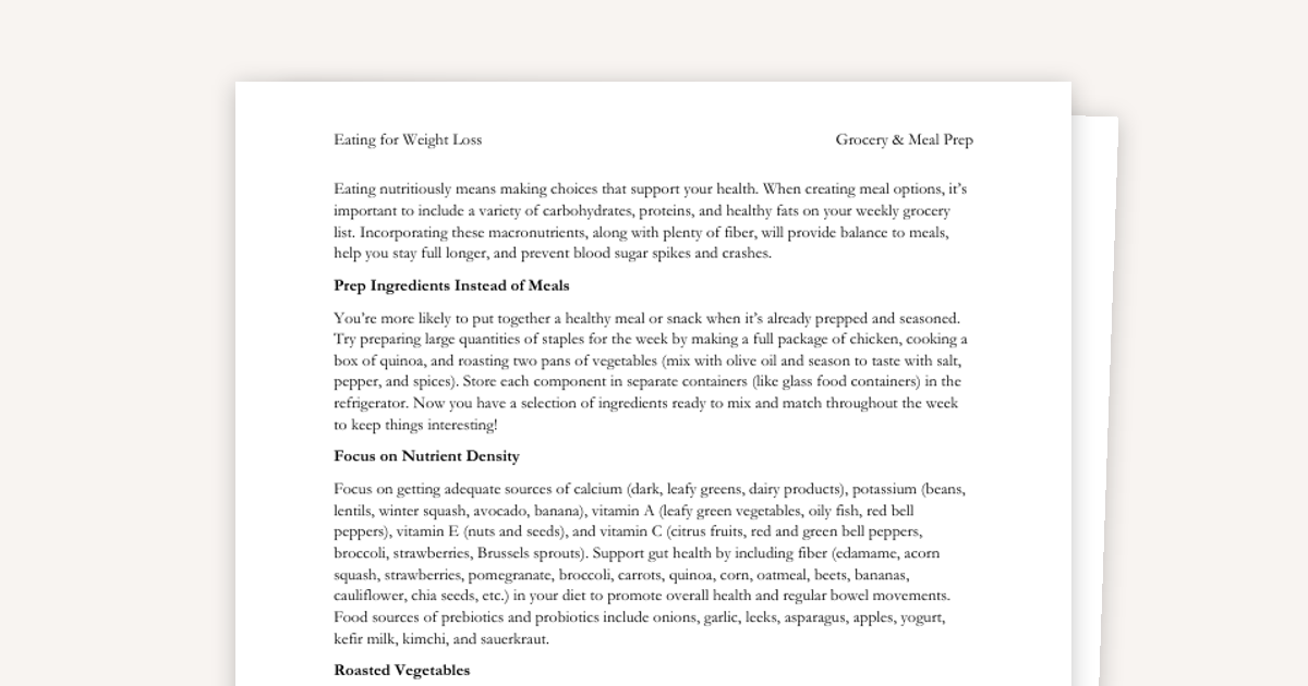 Eating for Weight Loss