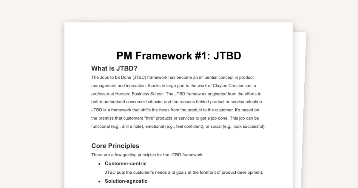 Framework: Jobs To Be Done