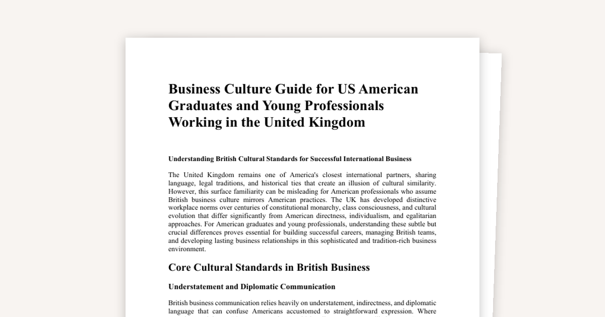 Business Culture Guide UK For Americans