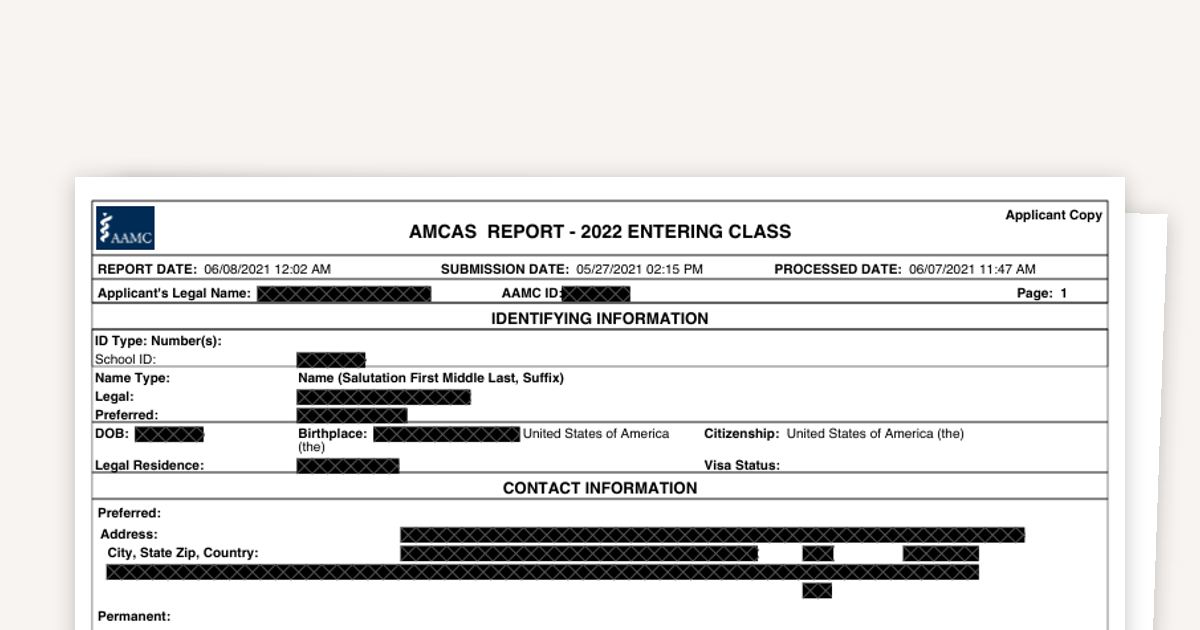 AMCAS Example T20 Medical Student