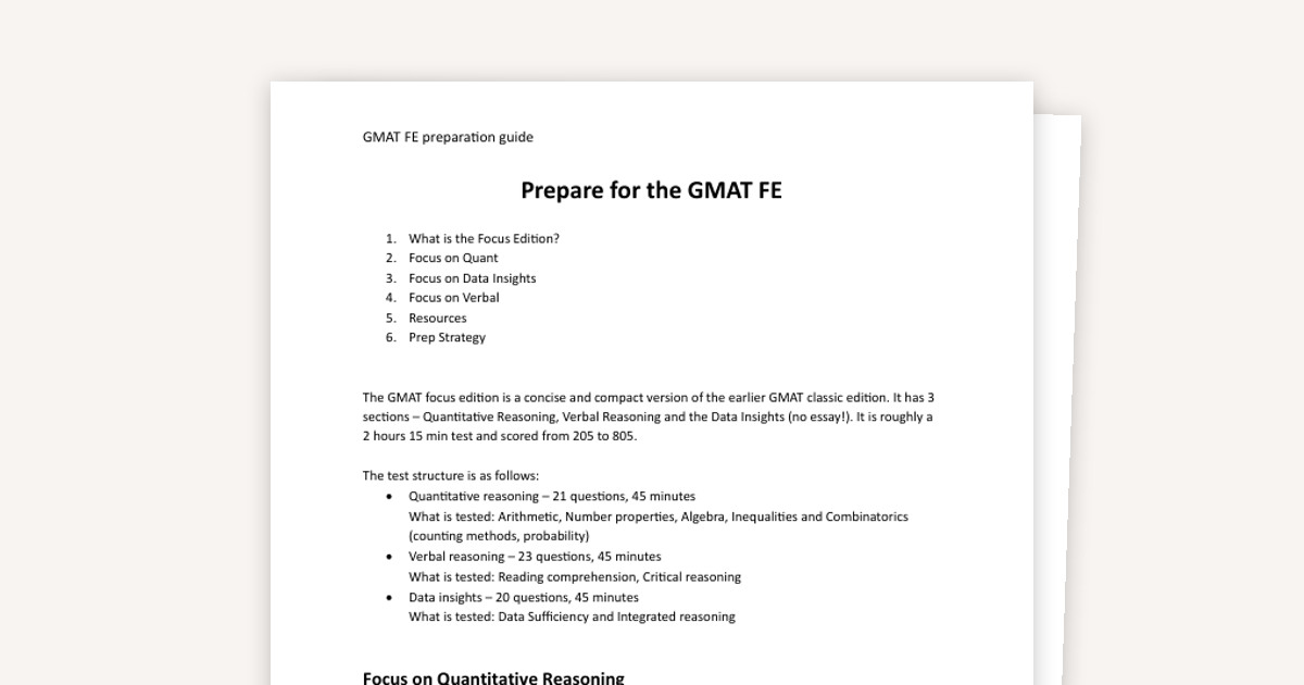 Preparing for the GMAT Focus