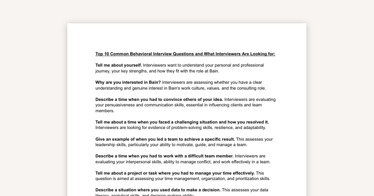 What Bain Really Wants in Your Behavioral Interview Answers