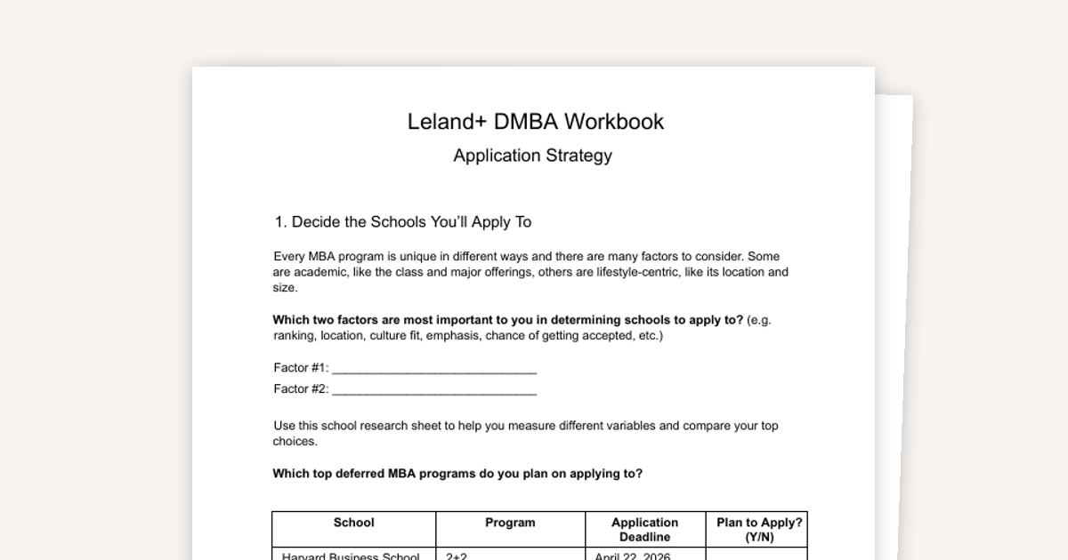 DMBA Workbook: Application Strategy