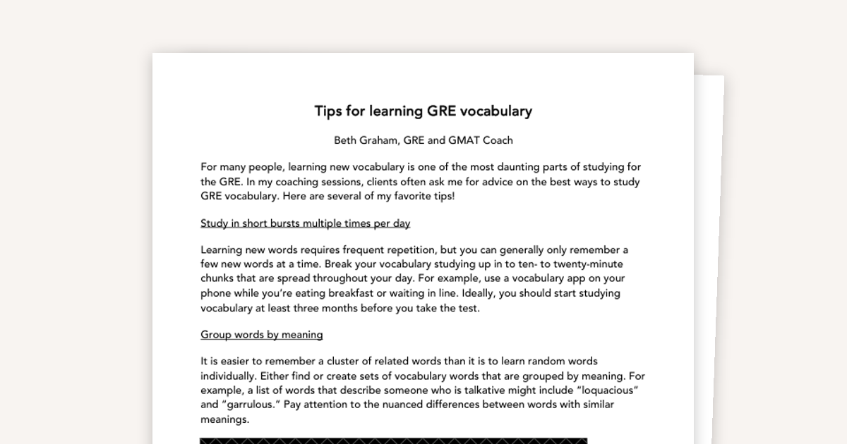 Tips for Learning GRE Vocabulary