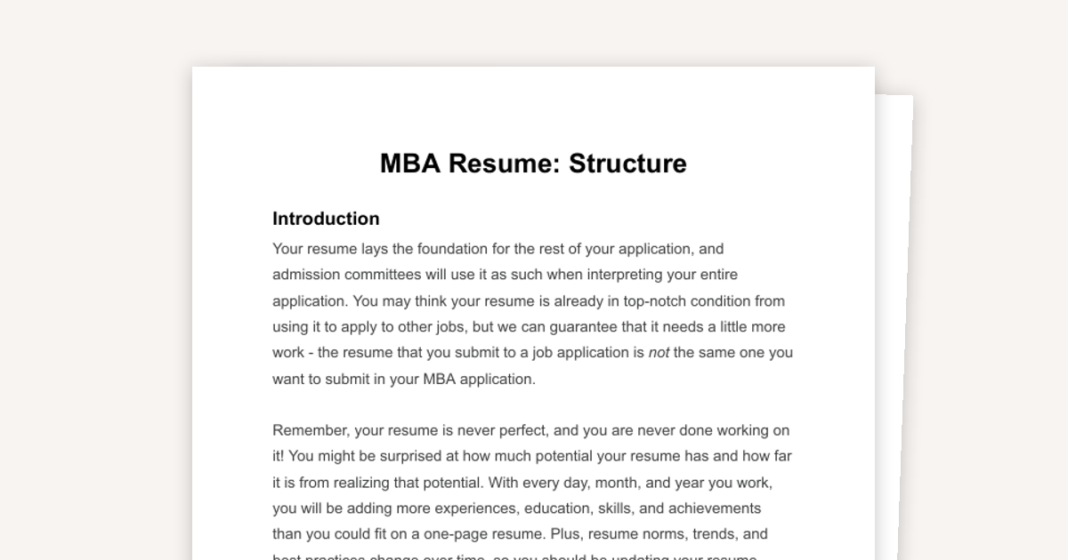 MBA Resume: How to Structure It