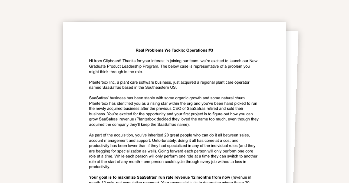 Clipboard Product Leadership Program Practice Case & Solution