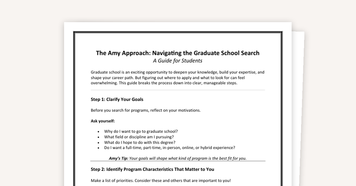 The Amy Approach: Navigating the Grad School Search