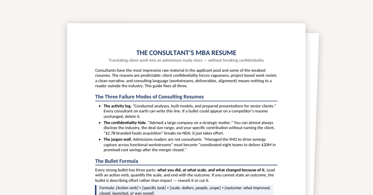 The Consultant's MBA Resume