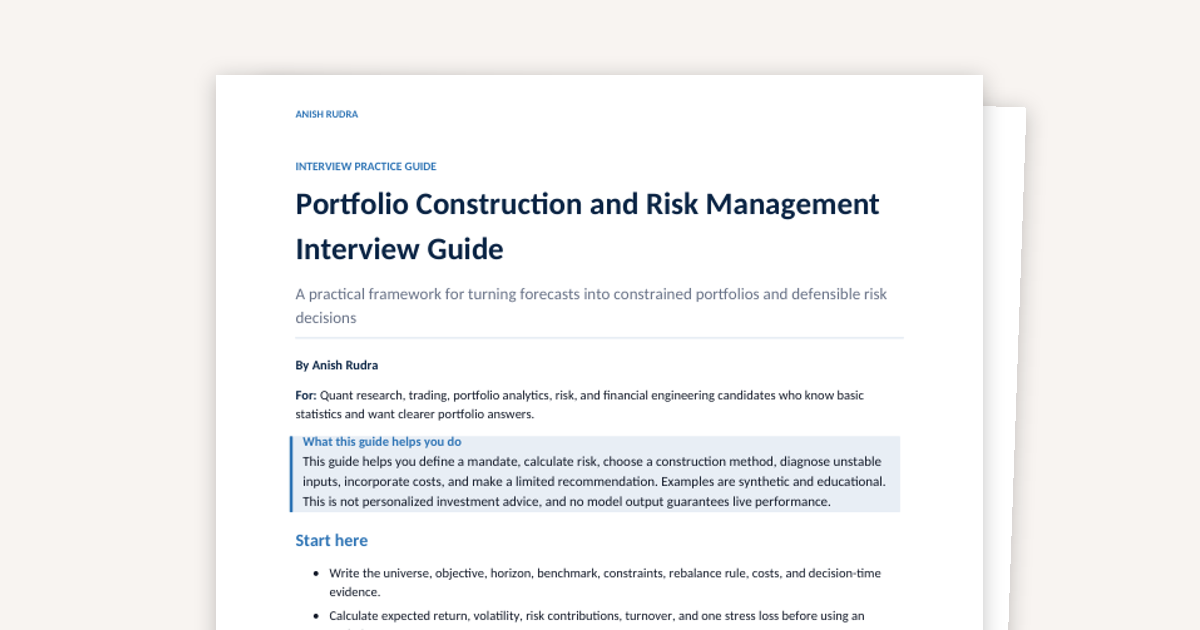 Portfolio Construction and Risk Management Interview Guide