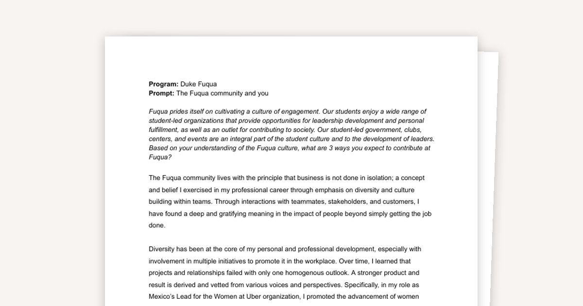 How to Write the Fuqua Community Essay