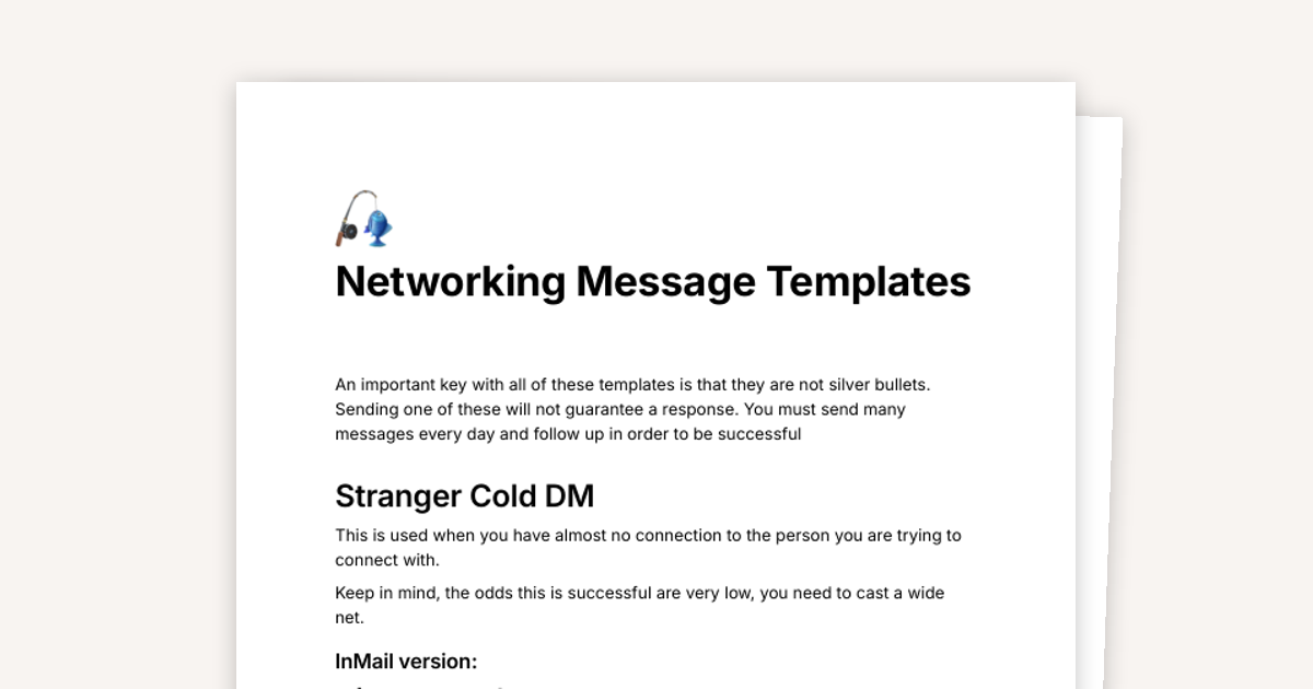 Networking Outreach Message Templates