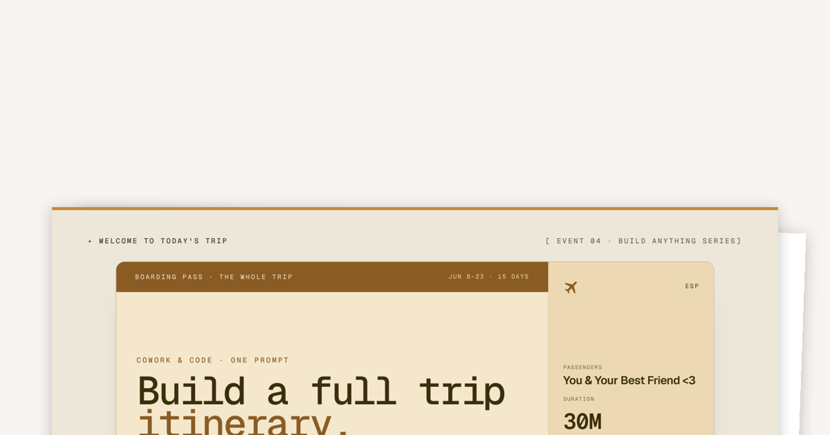 Build a Full Trip Itinerary with Claude (Cowork, Code & Design)
