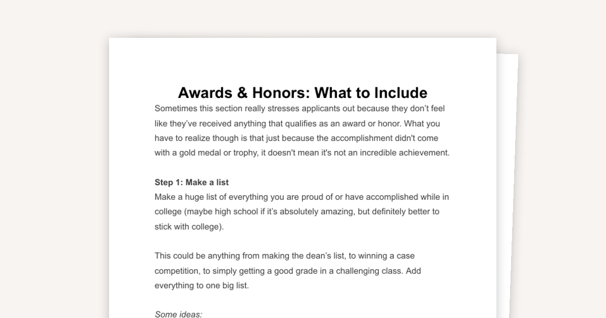 Awards & Honors: What to Include