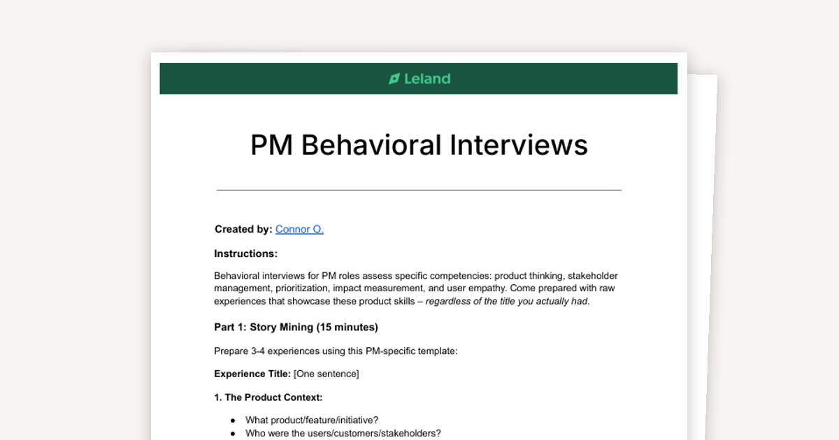 PM Behavioral Interviews: Telling Your Story Pre-Work