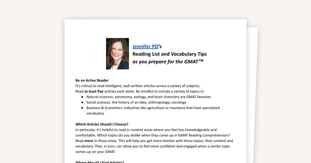 GMAT Reading List and Vocab Tips