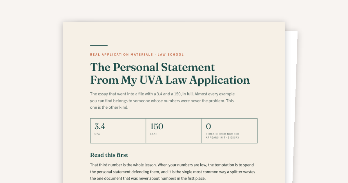 The 3.4/150 Personal Statement That Got Me Into UVA Law