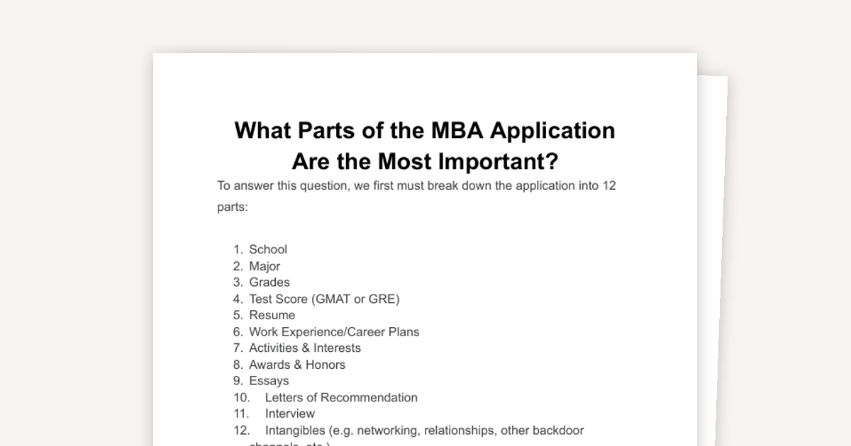 What Parts of the MBA Application Are the Most Important?