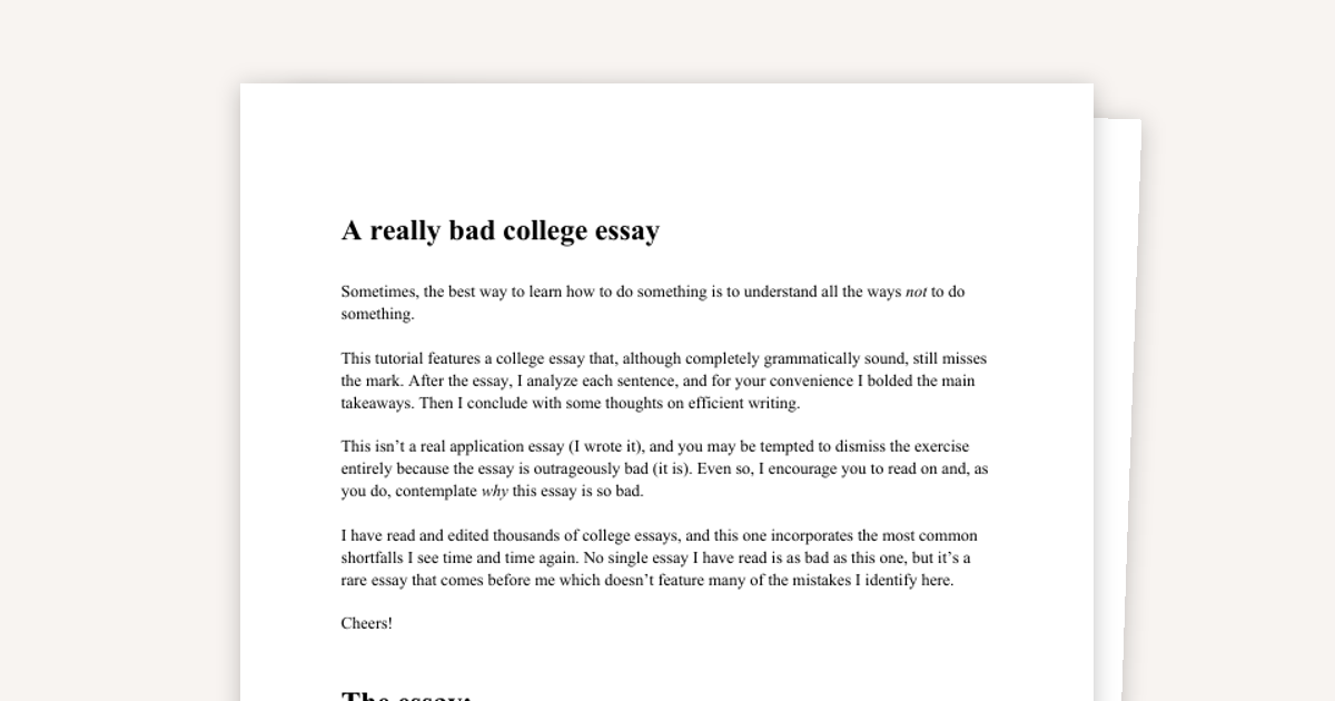 Essay Analysis: What a Bad Essay Looks Like