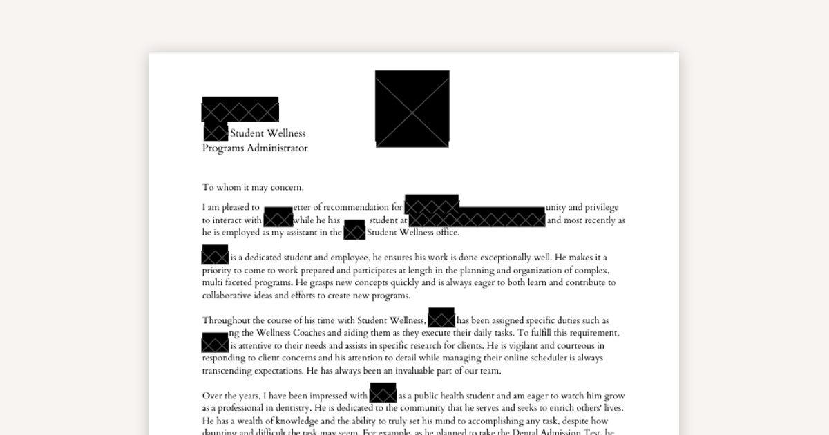 Letter of Recommendation Example: University of Utah