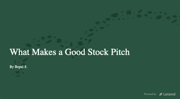 What Makes a Good Stock Pitch
