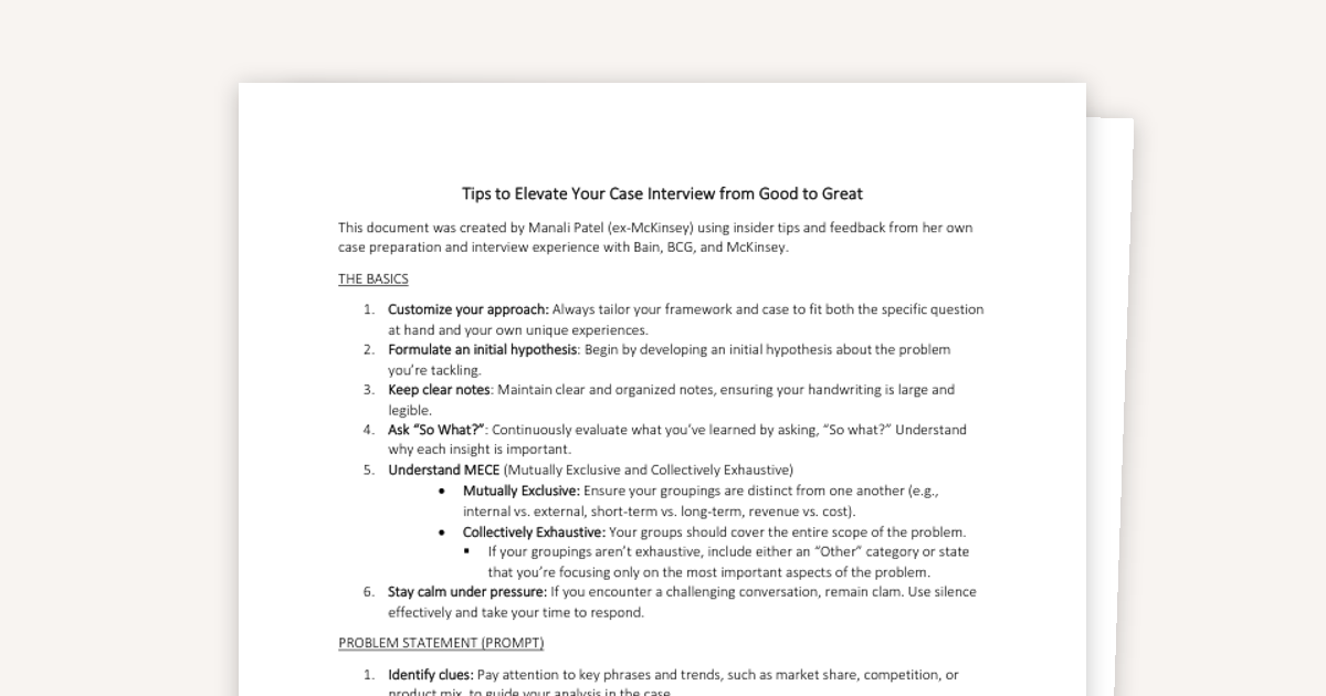 How to Elevate Your Case Interview From Good to Great