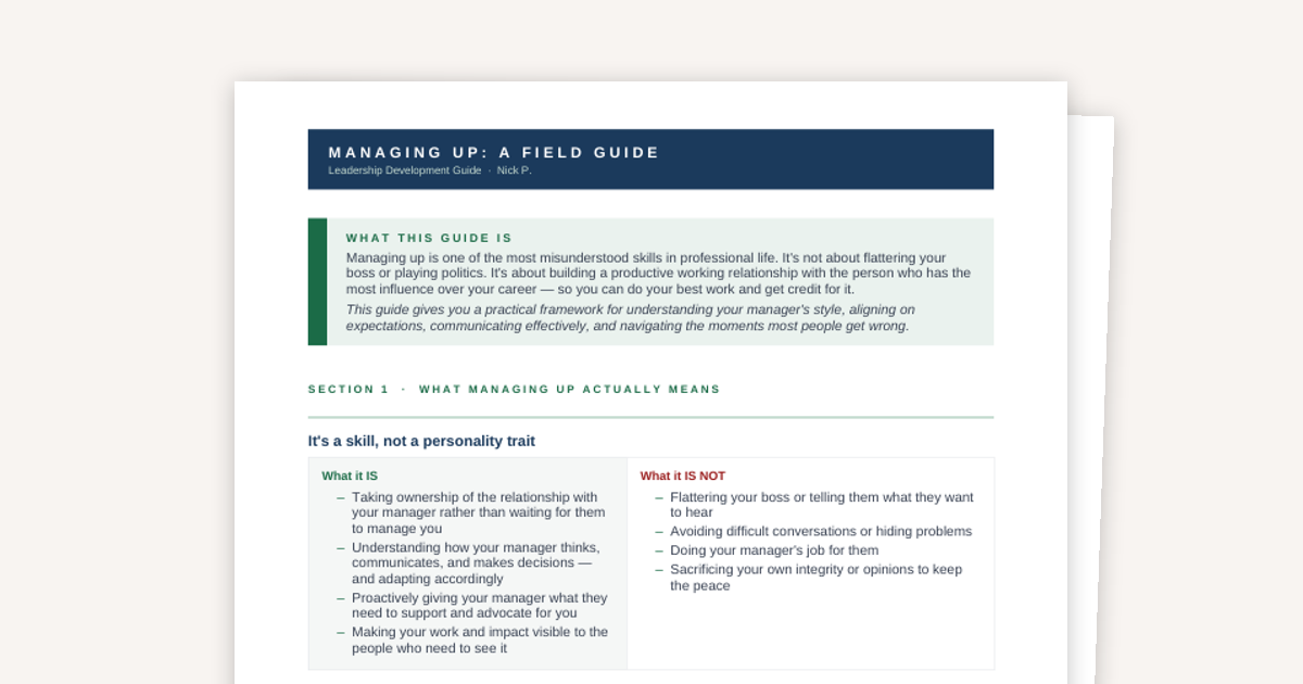 Managing Up: A Field Guide