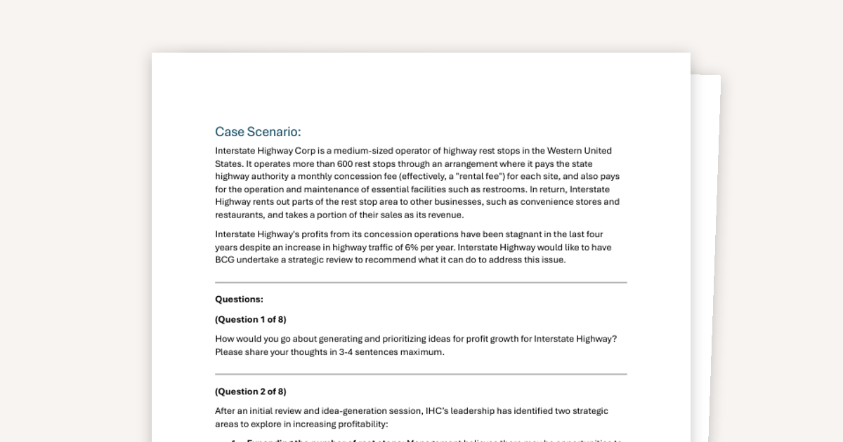 BCG Casey Chatbot 2 – Interstate Highway Corp (Highroad)
