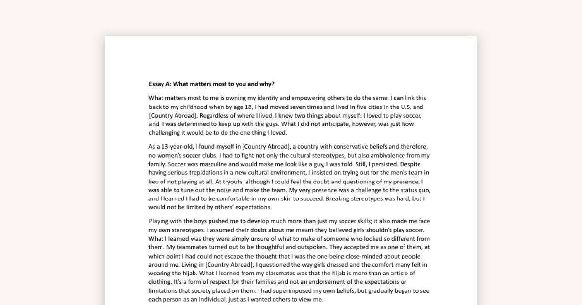 Stanford GSB Essay – What Matters Most and Why